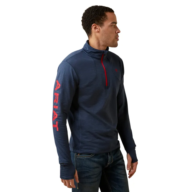 Ariat Men's Team Gridwork 1/4 Zip Baselayer - Navy